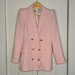 Zara Pink Blazer with Gold Buttons sz S